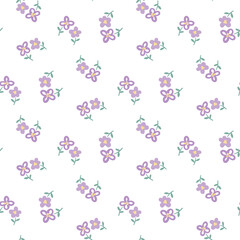 Seamless Pattern with Hand Drawn Flower Art Design on White Background