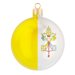 Christmas ball with Vatican flag, 3D rendering