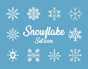 snowflakes set icons, christmas and winter concept