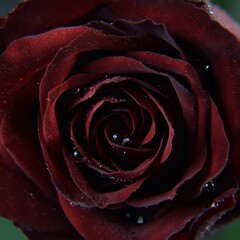 Rose velvety red valentine romantic flower background, aksamitna czerwona róża krople wody - obrazy, fototapety, plakaty