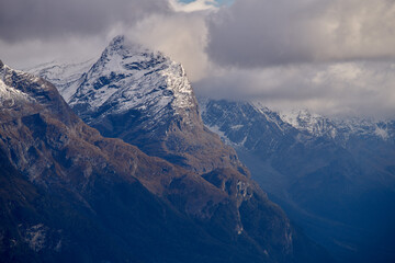 Fototapeta na wymiar View of Centaur Peaks from top of Mount Alfred, Glenorchy, South Island, New Zealand.