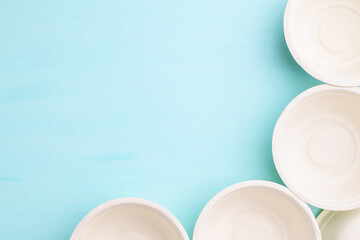 Biodegradable, Compostable, Disposable or Eco friendly bowl on pastel color background, Sustainable concept