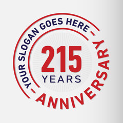 215 years anniversary logo template. 215th years anniversary celebration design. Vector and illustration.
