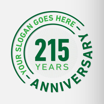 215 years anniversary logo template. 215th years anniversary celebration design. Vector and illustration.
