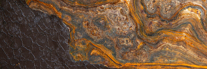 metal surface with curly rust, remnants of the old paint coating