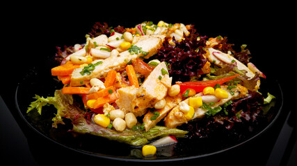 Chicken Salad - green lettuce with grilled chicken - food photography