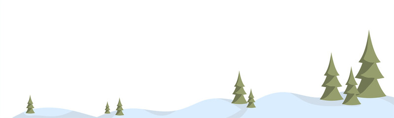 snowdrifts with fir trees winter ribbon for decoration and design