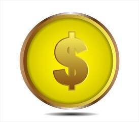 dollar coin illustration, dollar vector illustration