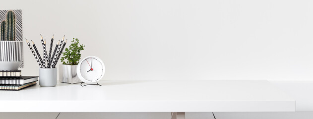 Home office business workspace and white background.