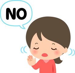 手のひらを見せて断る若い女性