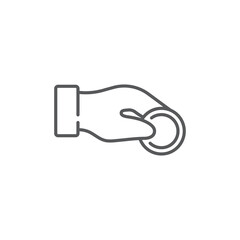 Donation hand with money icon, color, line, outline vector sign, linear style pictogram isolated on white. Symbol, logo illustration. Editable stroke. Pixel perfect