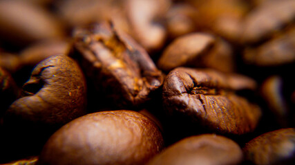 Macro shot over roasted coffee beans - food photography