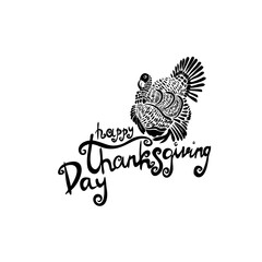 Monochrome turkey. Happy Thanksgiving. Vector illustration