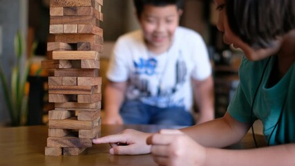 asian kid building blocks, activity for kid 
