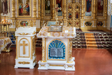 Nickolaev, Ukraine - 31 August 2020: Fragment of interrior of the Cathedral of the Kasperovskaya...