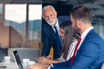 Business team having meeting in office. Diversity.