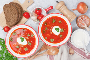 Beetroot tomato soup borscht