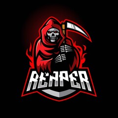 Grim Reaper e-sport mascot logo design vector with modern illustration concept style for badge, emblem and t-shirt printing
