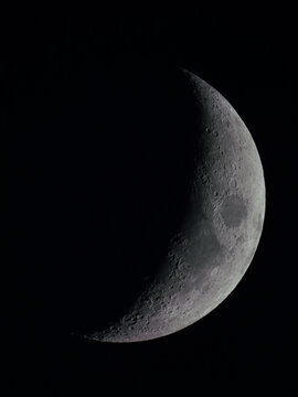 High resolution image of a waxing crescent moon