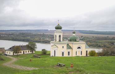 The View Of Alexander Nevsky Church.  Dniester in the city of Khotyn. The garrison church of St....