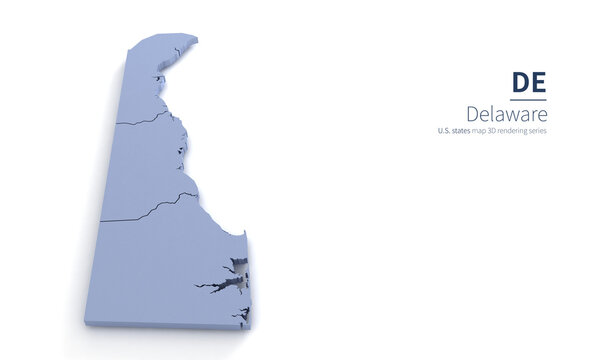 Delaware State Map 3d. State 3D rendering set in the United States.