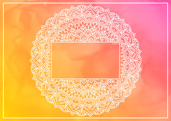 水彩 曼荼羅 エスニック ピンク 背景 壁紙 フレーム Wall Mural Ontamaudon