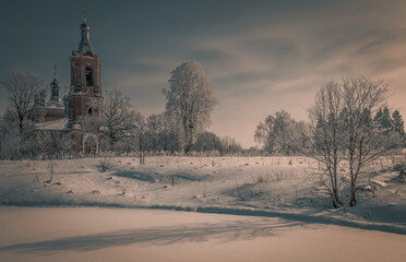 church in the snow