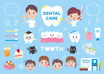 歯医者　歯みがき　イラスト