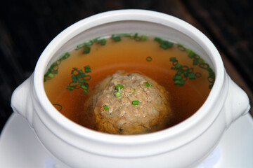 Beef Consomme with liver dumpling