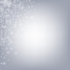 Silver Snowfall Vector Gray Background. Christmas 