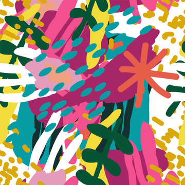 Red and Blue and Green Flower Textile Vector © Natallia