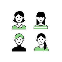 女性4パターンイラスト素材