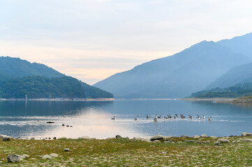 Fototapeta premium Beautiful natural scenery of mountains and lakes