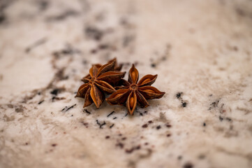 star anise on a wooden background