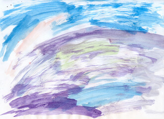 Watercolor drawing. Abstract play of colors	