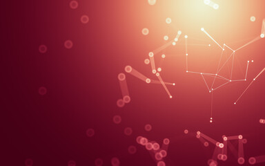 Abstract background. Molecules technology with polygonal shapes, connecting dots and lines. Connection structure. Big data visualization.