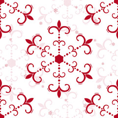 Hand drawn beautiful seamless pattern of openwork snowflakes. Happy New Year and Christmas decorative vector illustration for greeting card, invitation, wallpaper, wrapping paper, fabric
