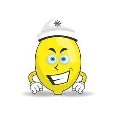 The Lemon mascot character becomes a captain. vector illustration