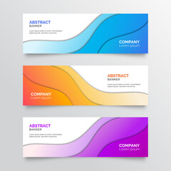 Fototapeta premium Modern abstract papercut style banners collection