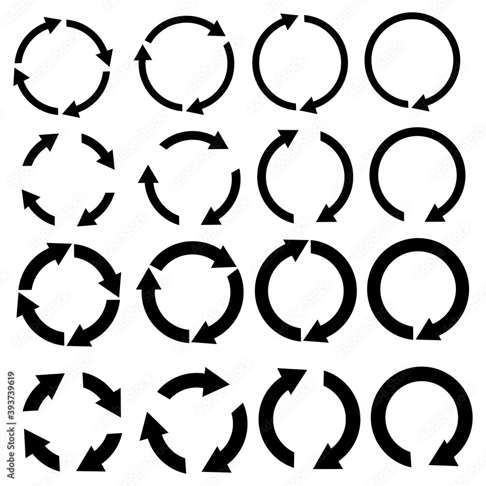Poster set circular arrows in abstract style. pointer icon symbol. cursor sign. arrow icon collection. stoc
