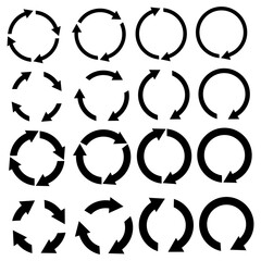 Set circular arrows in abstract style. Pointer icon symbol. Cursor sign. Arrow icon collection. Stock image. EPS 10.