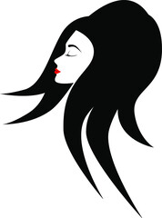 Beautiful girl face and hair isolated icon. Vector illustration.