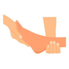 Foot massage concept vector illustration on white background. Foot spa at home or beauty salon for blood circulation. Health care and body relaxation.