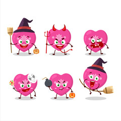 Halloween expression emoticons with cartoon character of love pink christmas