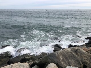 rocks in the sea in Montauk New York