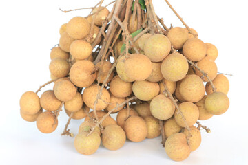 Fresh longan on white background.
