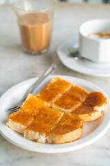 Custard  with bread toasted