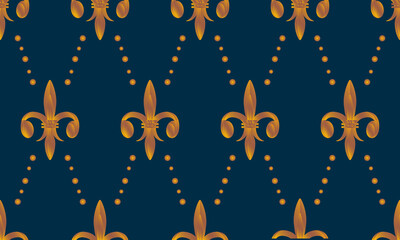 Obraz premium Royal background. Golden fleur-de-lis pattern on a dark blue background - perfect for luxury designs.