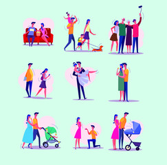 Fototapeta premium Family life cycle set. 