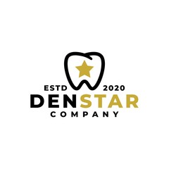 dental logo with a star inside. dentist vector.